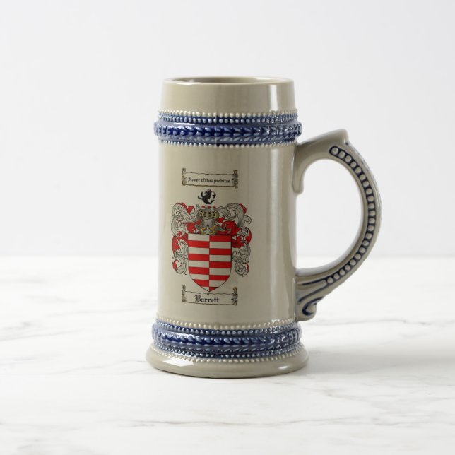 Jarra De Cerveza Barrett Coat of Arms Stein / Barrett Family Crest (Derecha)