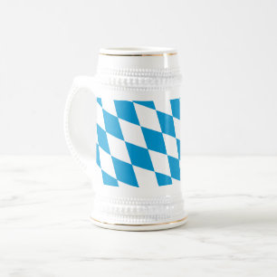 Jarra De Cerveza Baviera Diamante Bandera Azul y Blanco Patrón