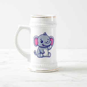 Jarra De Cerveza Bebé elefante lindo sentado Cartoon-23800