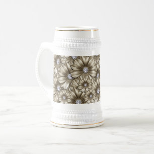 Jarra De Cerveza Beer Stein, flores de diamantes