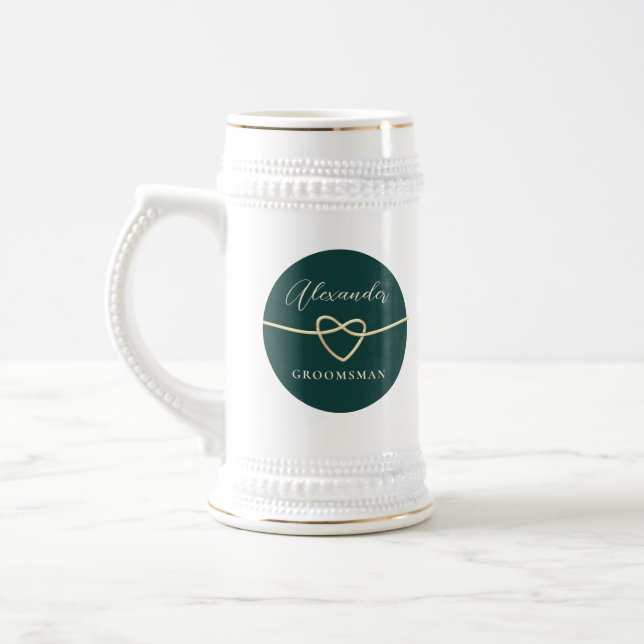 Jarra De Cerveza Beer Stein, un groomsman verde esmeralda (Izquierda)