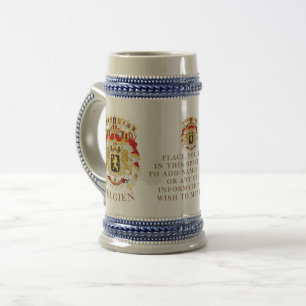 Jarra De Cerveza Bélgica ( BELGIEN) Gran Escudo de Armas Personaliz