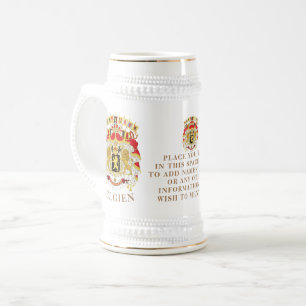 Jarra De Cerveza Bélgica ( BELGIEN) Gran Escudo de Armas Personaliz
