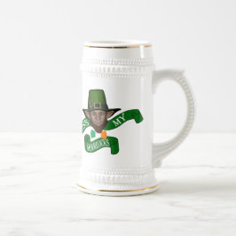 Jarra De Cerveza Besa mis shamrock y leprechaun
