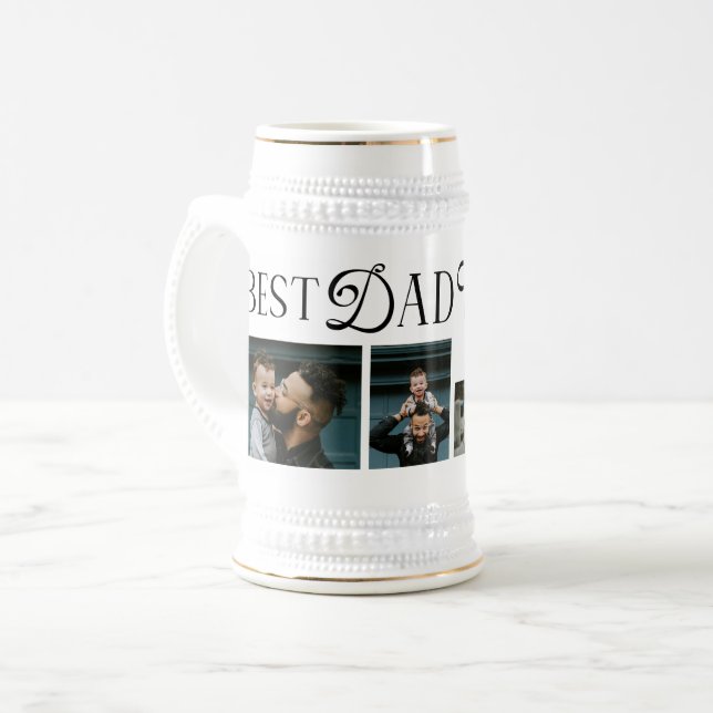 Jarra De Cerveza Best Dad Ever 3 Photos Heart fathers Day Gifts (Anverso izquierdo)