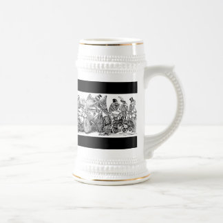 Jarra De Cerveza Bicyclists de Calavera circa último 1800's México