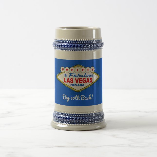 Jarra De Cerveza Big 50th Birthday Las Vegas Mug (Centro)