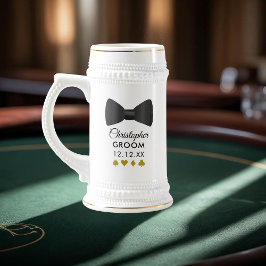 Jarra De Cerveza Black Tie Groom Name Poker Night Beer Stein