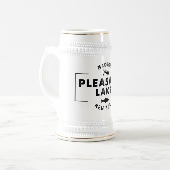 Jarra De Cerveza Blanco agradable del lago/oro Stein (Anverso izquierdo)