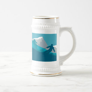 Jarra De Cerveza Blanco del esquí de montaña