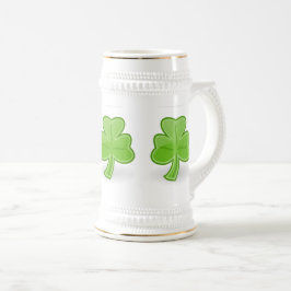Jarra De Cerveza Blanco irlandés de St Patrick del trébol/taza de