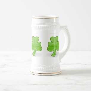 Jarra De Cerveza Blanco irlandés de St Patrick del trébol/taza de