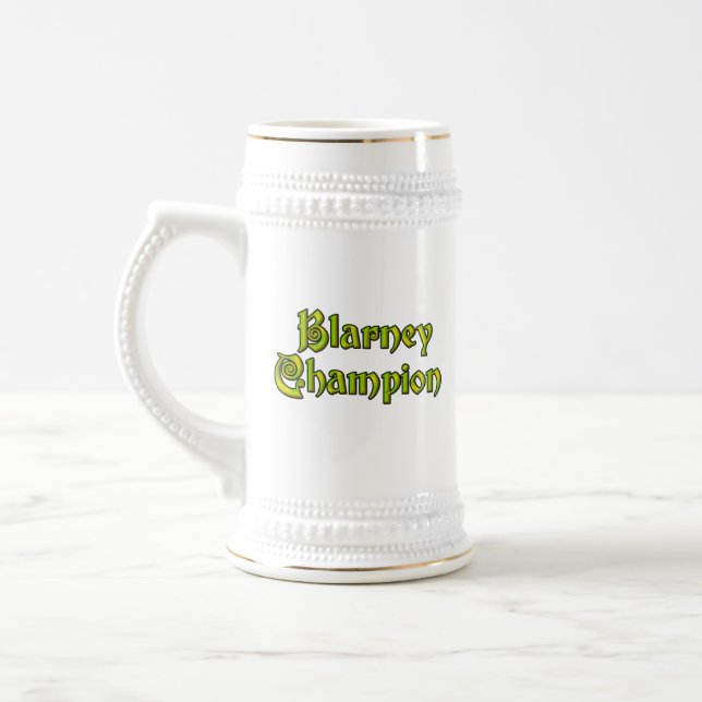 Jarra De Cerveza Blarney Champion blanco stein con guarnecido dorad (Izquierda)