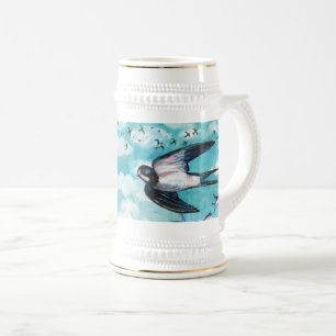 Jarra De Cerveza Bloque de golondrinas que vuelan