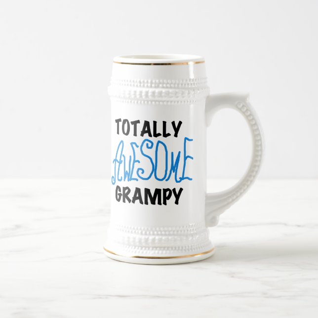 Jarra De Cerveza Blue Totalmente Awesome Grampy Tshirts y regalos (Derecha)