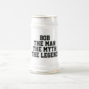 Jarra De Cerveza Bob: Hombre, mito, leyenda, texto negro