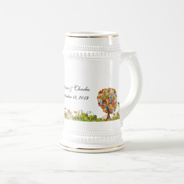 Jarra De Cerveza Boda de bifurcación lateral del bosque encantado (Anverso derecho)