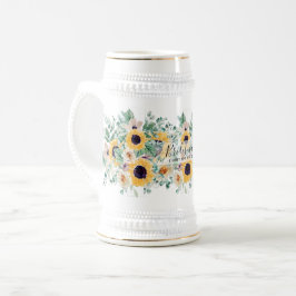 Jarra De Cerveza Boda de verano de girasoles Eucalyptus Greenerener