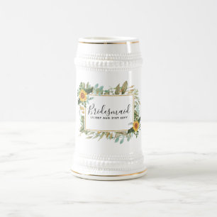 Jarra De Cerveza Boho Sunflower Sage Greenery Boda