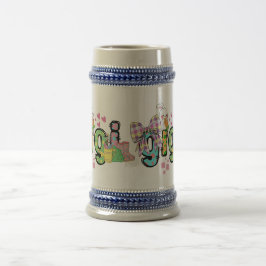 Jarra De Cerveza Bonito conejito de Pascua gigi Abuela y abuelo
