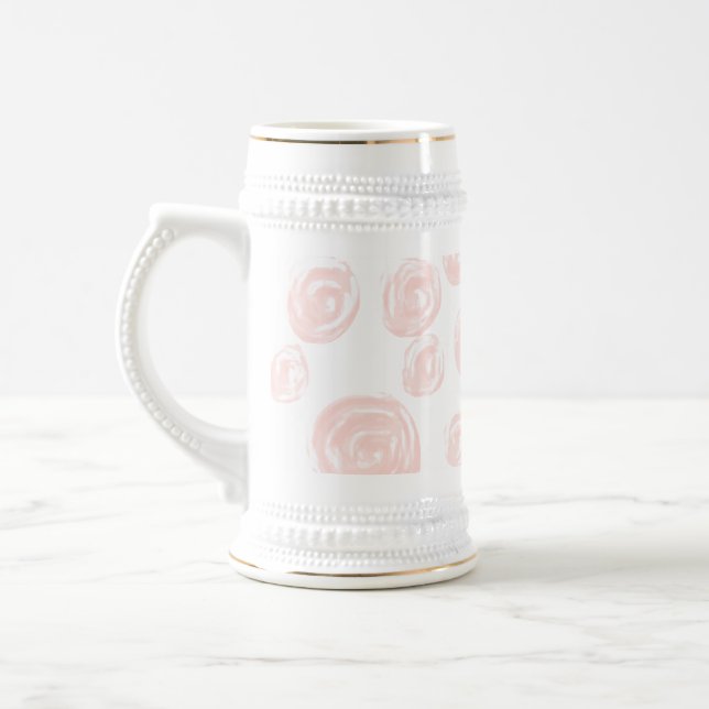 Jarra De Cerveza Bonito suave rosa rosado en blanco. (Izquierda)