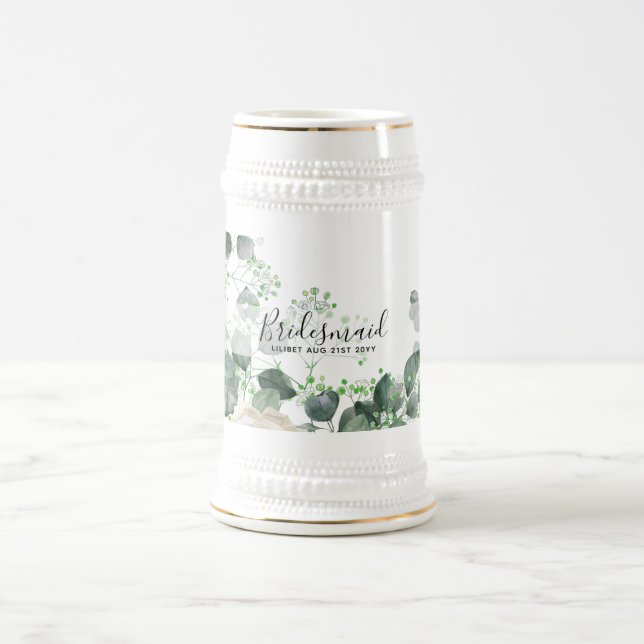 Jarra De Cerveza Bridesmaid Regalos White Roses Tema Personalizado (Centro)