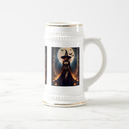 Jarra De Cerveza Bruja del bosque steampunk de Halloween