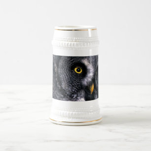 Jarra De Cerveza Búho Gris Grande