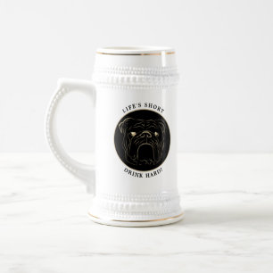 Jarra De Cerveza Bulldog Inglés Negro y Dorado