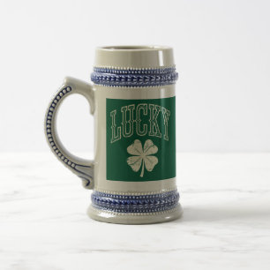 Jarra De Cerveza C trébol de la suerte vintage día de San Patricio