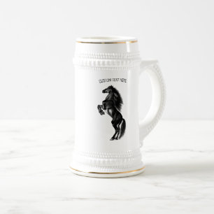 Jarra De Cerveza Caballo salvaje negro vertical - Dibujo - Añadir e