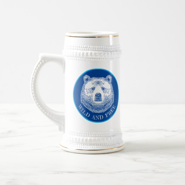 Jarra De Cerveza Cabeza De Oso, Silvestre Y Libre, Ilustracion Derr (Izquierda)