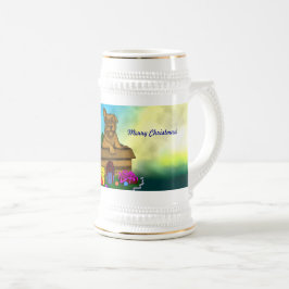 Jarra De Cerveza Cachorro en una caja , Feliz Navidad