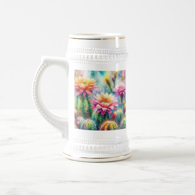 Jarra De Cerveza Cacti Suculento de Flores de Agua (Izquierda)