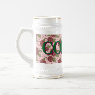 Jarra De Cerveza Café Floral Mug - Nombre personalizado