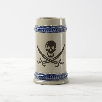 Jarra De Cerveza Calavera obsidiana espada Bandera pirata de Calico
