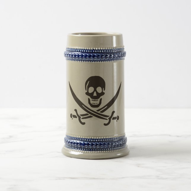 Jarra De Cerveza Calavera obsidiana espada Bandera pirata de Calico (Centro)