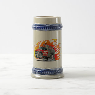 Jarra De Cerveza Camión de bomberos de dibujos animados