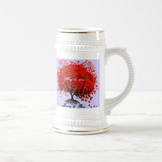 Jarra De Cerveza Camisetas de boda Red Tree, regalos, pegatinas y f (Derecha)