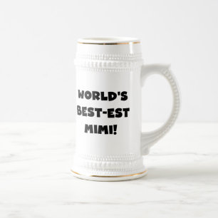 Jarra De Cerveza Camisetas y regalo negros del texto Mimi del