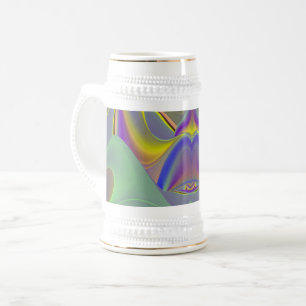 Jarra De Cerveza Cara mala, arte arcoiris abstracto en 3D