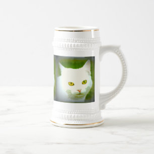 Jarra De Cerveza caras blancas del gato