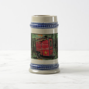 Jarra De Cerveza Caravana gitana roja personalizada