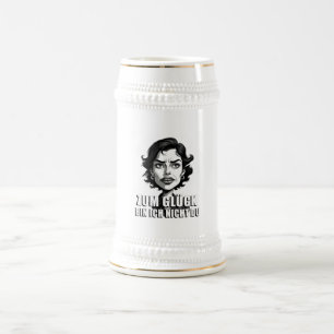 Jarra De Cerveza Caricatura con cita de "Por suerte…"