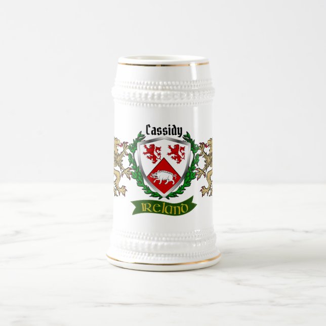 Jarra De Cerveza Cassidy/O'Cassidy Irish Shield personalizado (Centro)