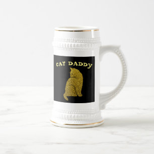 JARRA DE CERVEZA CAT DADDY DAD GOLD PURPURINA BEER STEIN