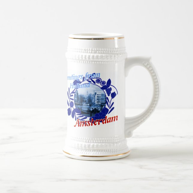 Jarra De Cerveza Cerveza azul Stein de Delft Amsterdam Holanda (Derecha)