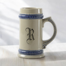 Cerveza cerámica gris y azul Stein con Personaliza