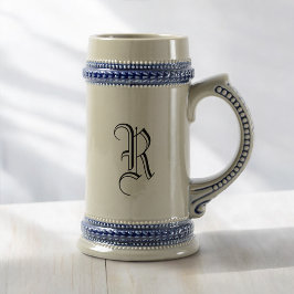 Jarra De Cerveza Cerveza cerámica gris y azul Stein con Personaliza