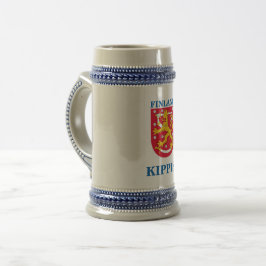 Jarra De Cerveza Cerveza Stein con el escudo finlandés